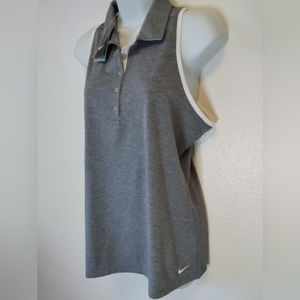 NWT Nike Golf Tour Performance DRI-FIT Women's Shirt Gray and White Trim Size L
